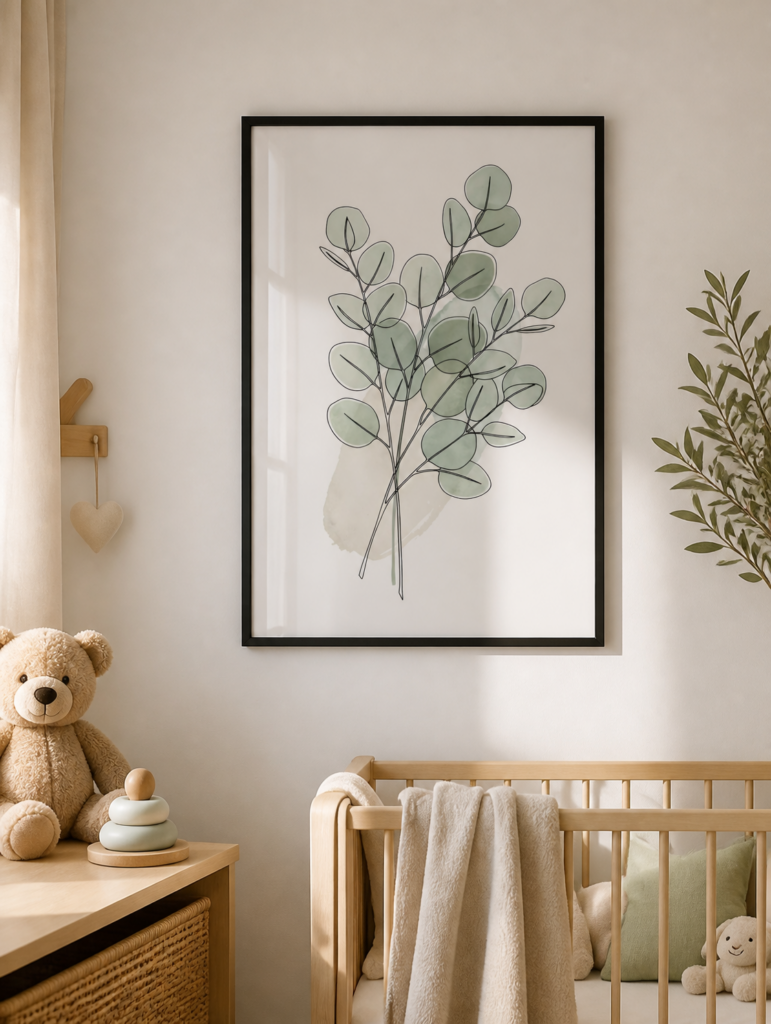 Eucalyptus Line Art Print - Minimalist Botanical Watercolor Wall Art
