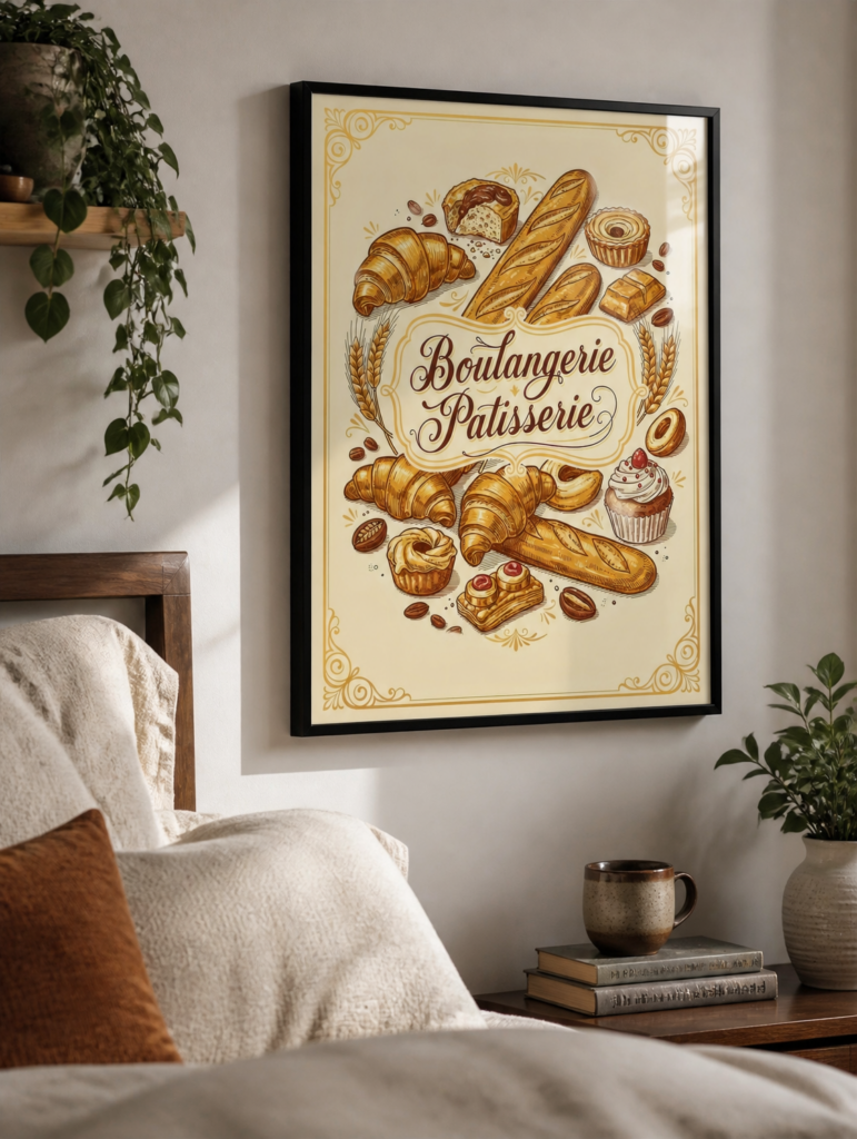 French Boulangerie Patisserie Vintage Bakery Wall Art Print