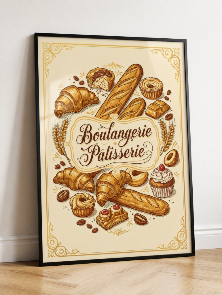 French Boulangerie Patisserie Vintage Bakery Wall Art Print