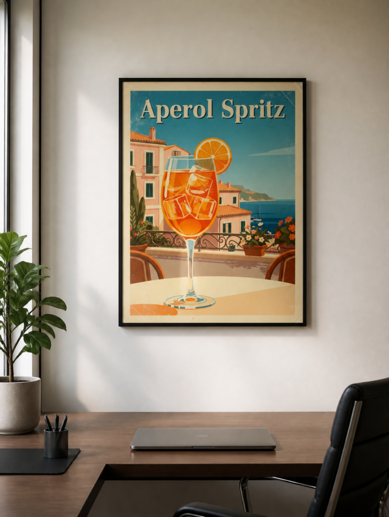 Aperol Spritz Vintage Italian Travel Poster Wall Art Print