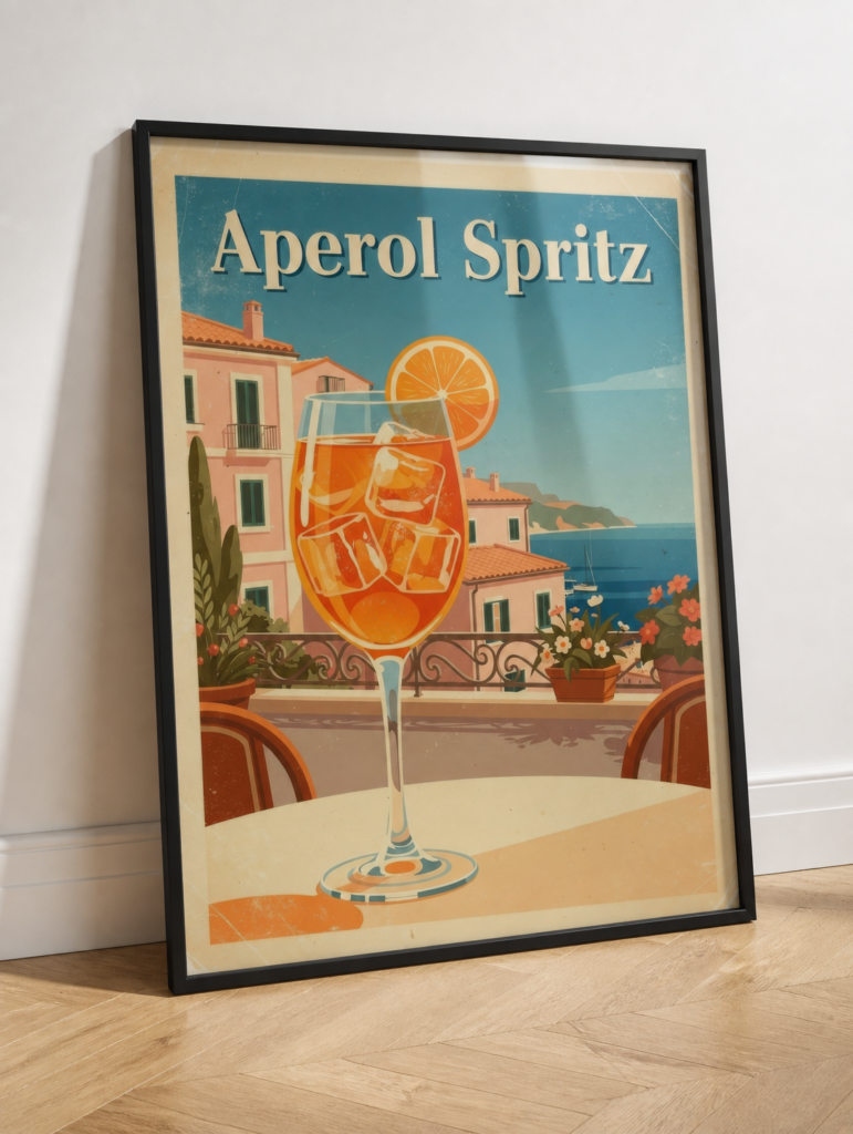 Aperol Spritz Vintage Italian Travel Poster Wall Art Print
