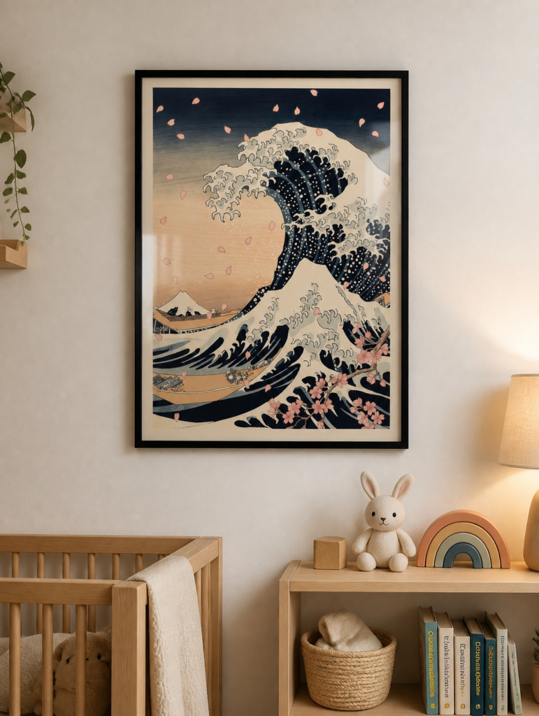 The Great Wave with Cherry Blossoms - Japanese Ukiyo-e Wall Art Print