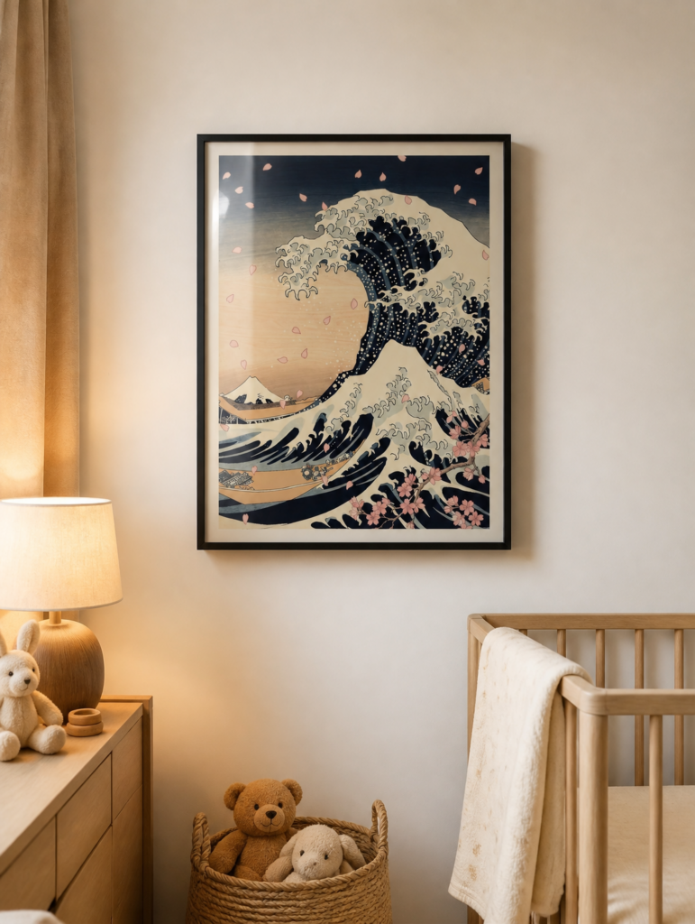 The Great Wave with Cherry Blossoms - Japanese Ukiyo-e Wall Art Print