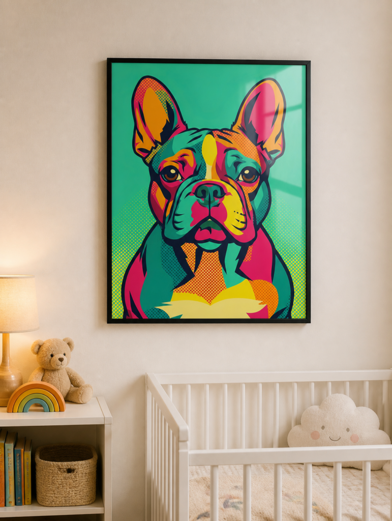 French Bulldog Pop Art Wall Art Print - Colorful Frenchie Dog Portrait