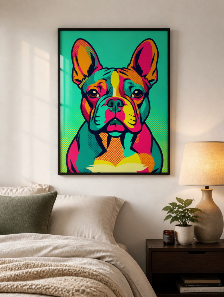 French Bulldog Pop Art Wall Art Print - Colorful Frenchie Dog Portrait