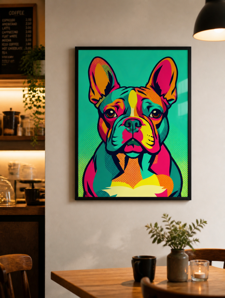 French Bulldog Pop Art Wall Art Print - Colorful Frenchie Dog Portrait