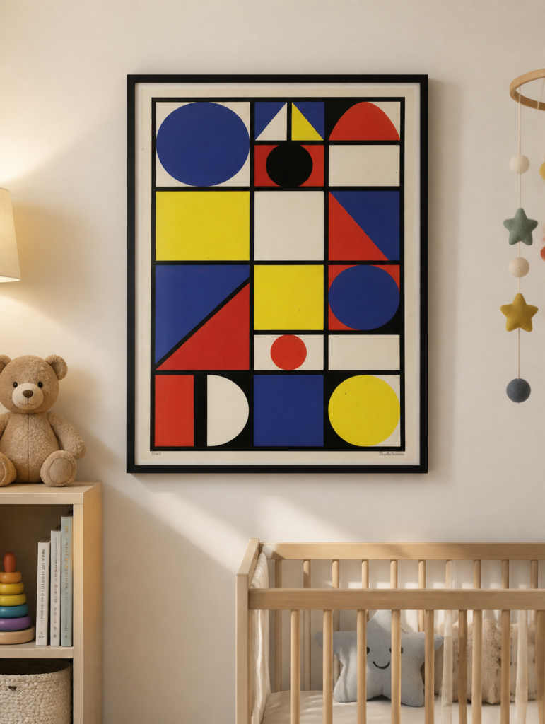 De Stijl Geometric Abstract Wall Art Print | Primary Colors Bauhaus Inspired Poster