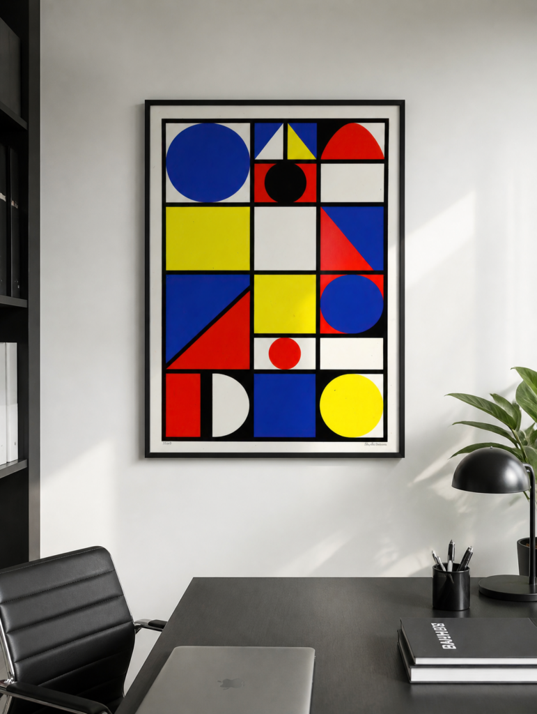 De Stijl Geometric Abstract Wall Art Print | Primary Colors Bauhaus Inspired Poster
