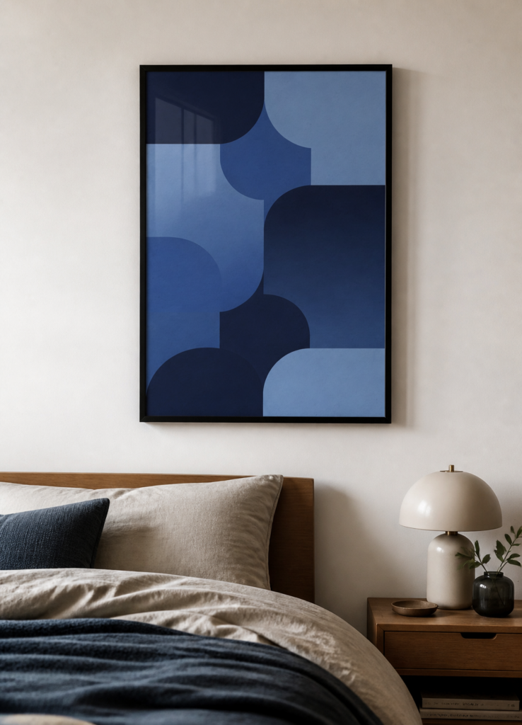 Blue Geometric Abstract Wall Art Print - Modern Minimalist Poster