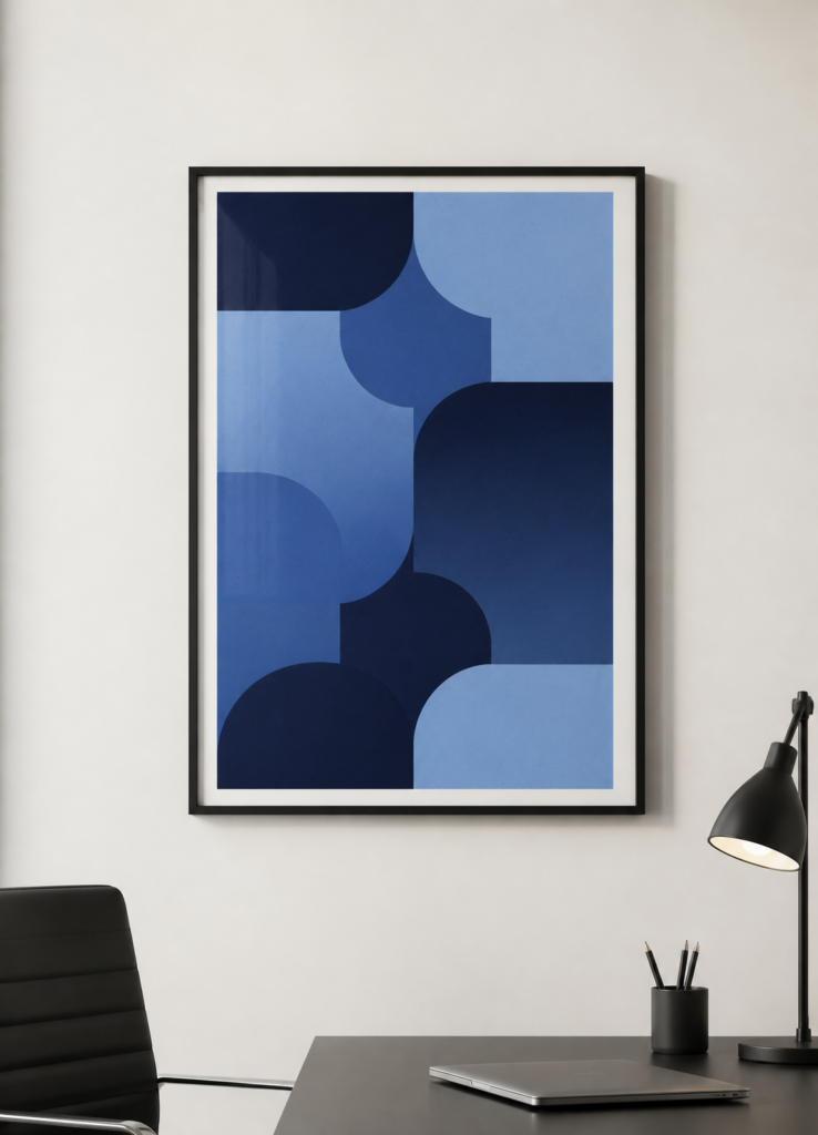 Blue Geometric Abstract Wall Art Print - Modern Minimalist Poster