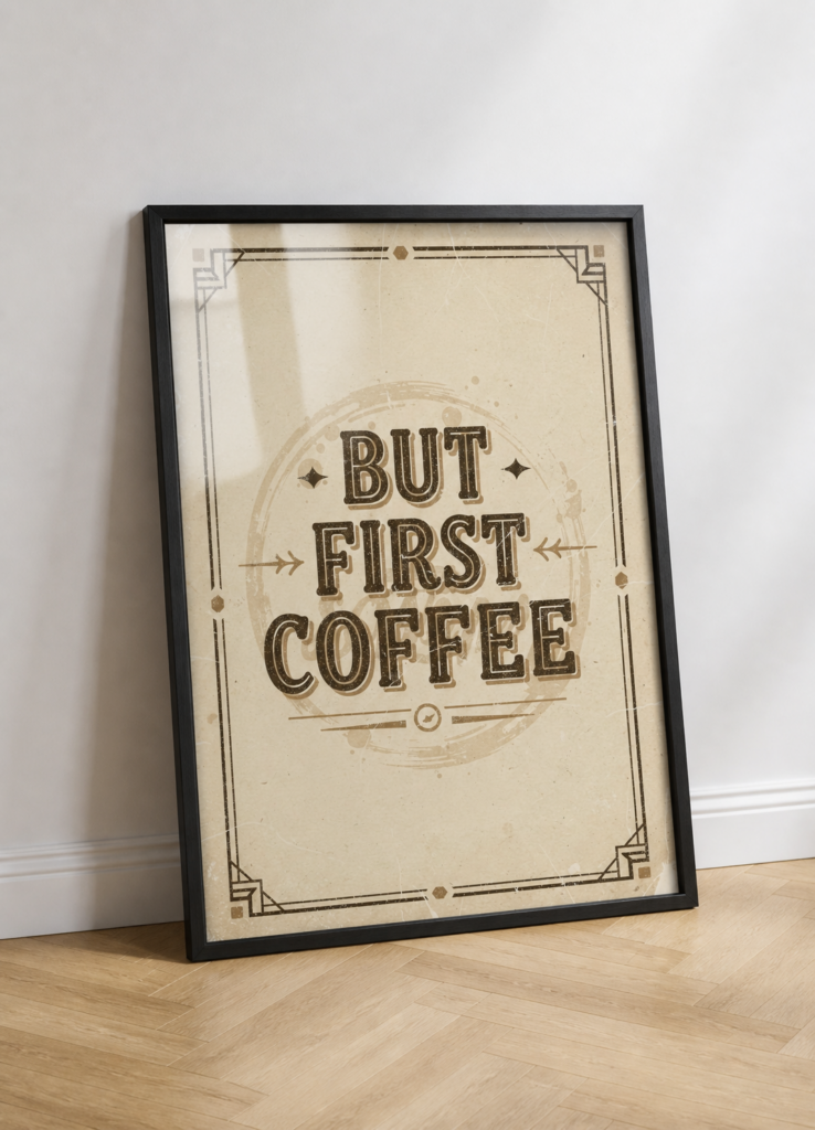 But First Coffee Vintage Art Deco Typography Wall Art Poster
