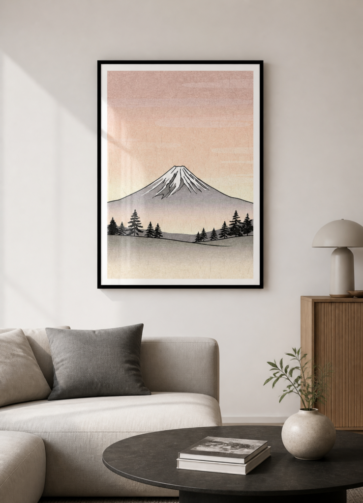 Mount Fuji Japanese Woodblock Print Style Wall Art Poster