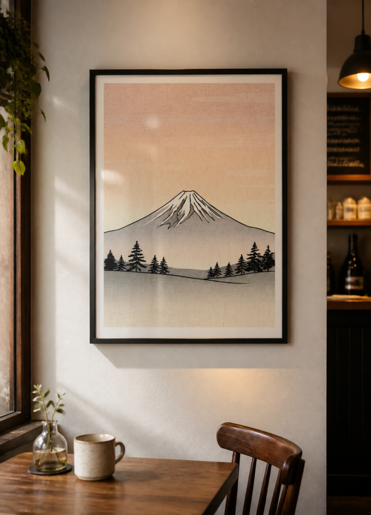 Mount Fuji Japanese Woodblock Print Style Wall Art Poster