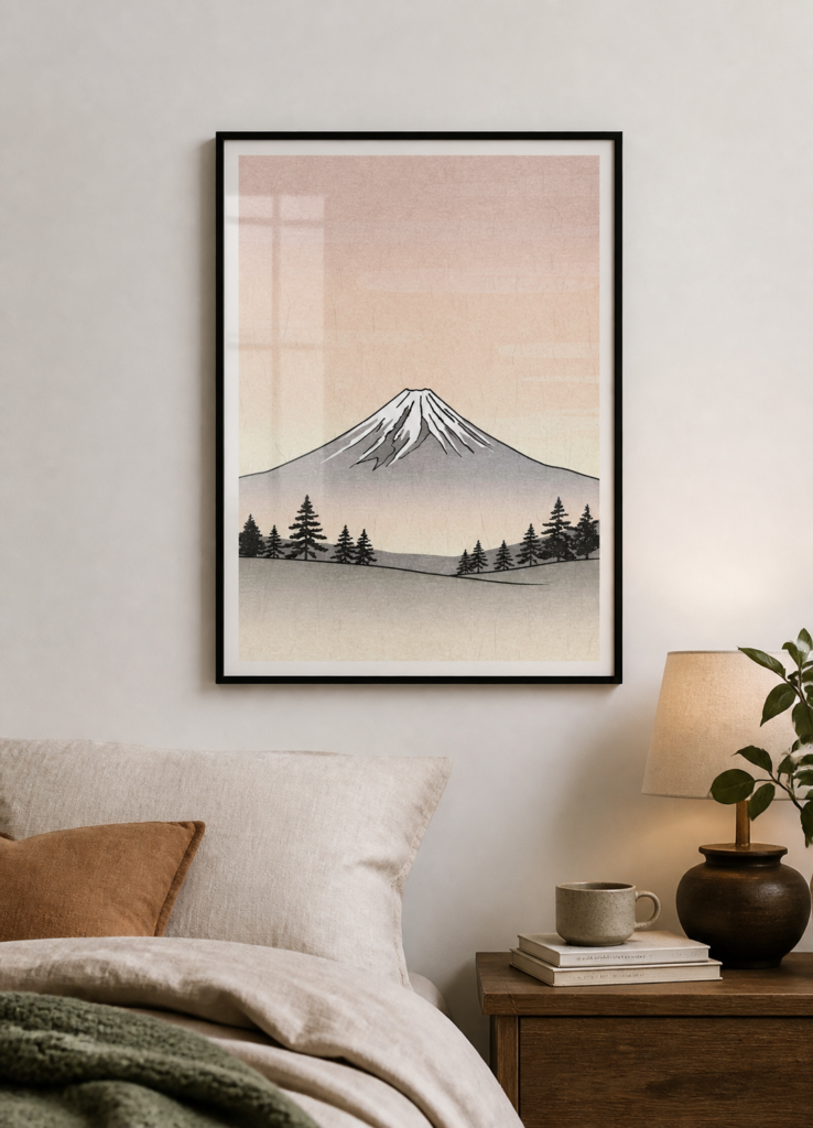 Mount Fuji Japanese Woodblock Print Style Wall Art Poster