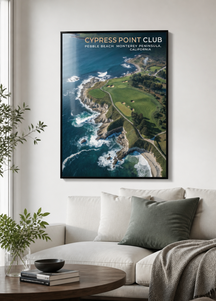 Cypress Point Club Aerial Golf Course Poster - Pebble Beach Monterey Peninsula Wall Art