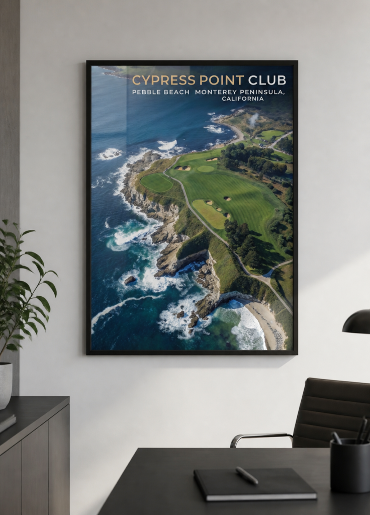 Cypress Point Club Aerial Golf Course Poster - Pebble Beach Monterey Peninsula Wall Art