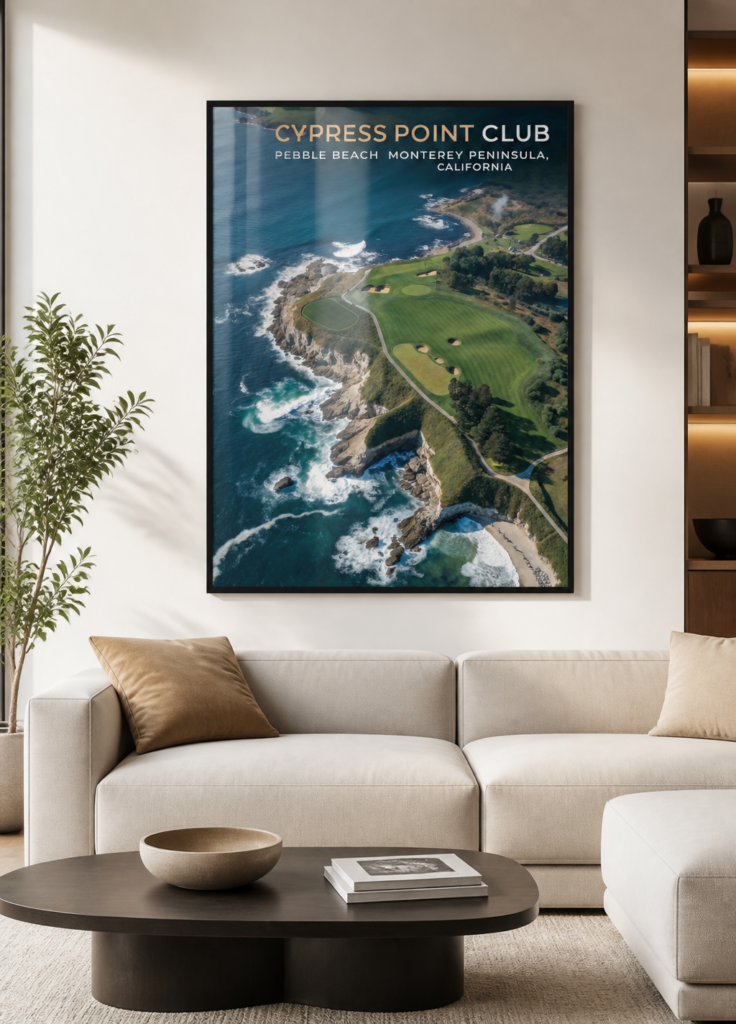 Cypress Point Club Aerial Golf Course Poster - Pebble Beach Monterey Peninsula Wall Art