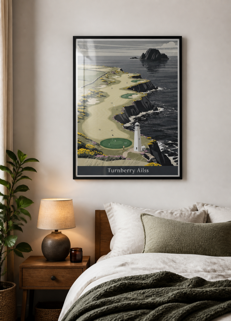 Turnberry Ailsa Golf Course Vintage Illustration Wall Art Poster