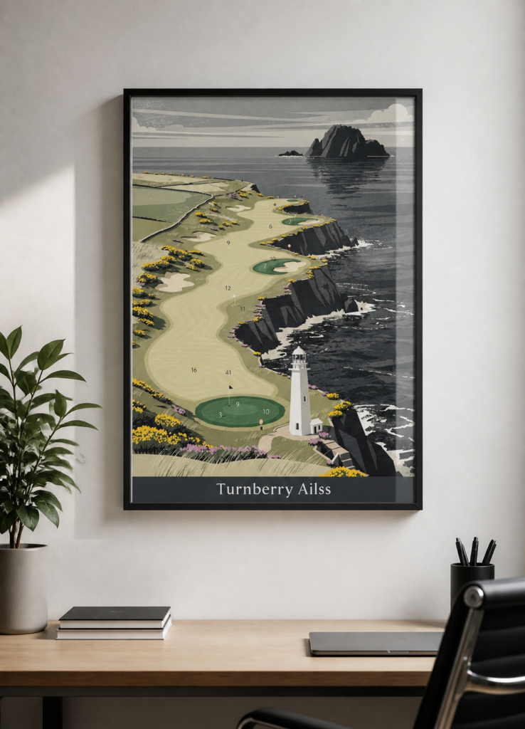 Turnberry Ailsa Golf Course Vintage Illustration Wall Art Poster