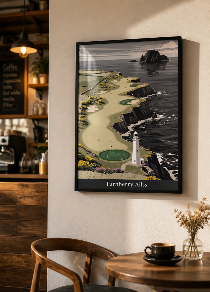 Turnberry Ailsa Golf Course Vintage Illustration Wall Art Poster
