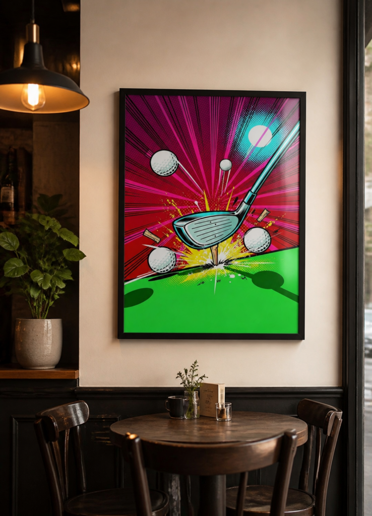Pop Art Golf Swing Comic Book Style Wall Art Poster