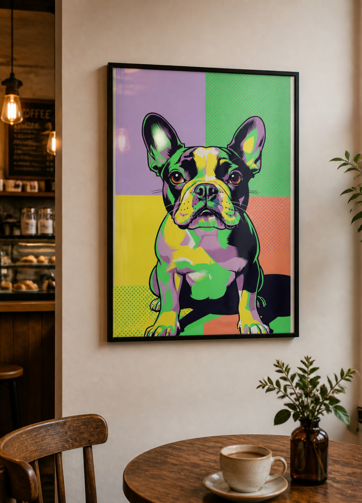 French Bulldog Pop Art Wall Poster – Colorful Frenchie Dog Illustration Print
