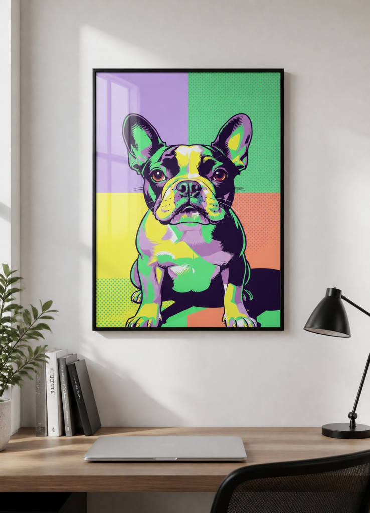 French Bulldog Pop Art Wall Poster – Colorful Frenchie Dog Illustration Print