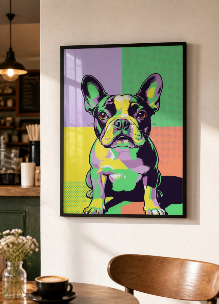 French Bulldog Pop Art Wall Poster – Colorful Frenchie Dog Illustration Print
