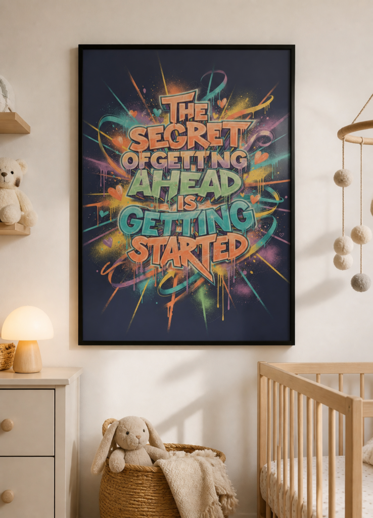 The Secret of Getting Ahead Is Getting Started Motivational Graffiti Wall Art Poster