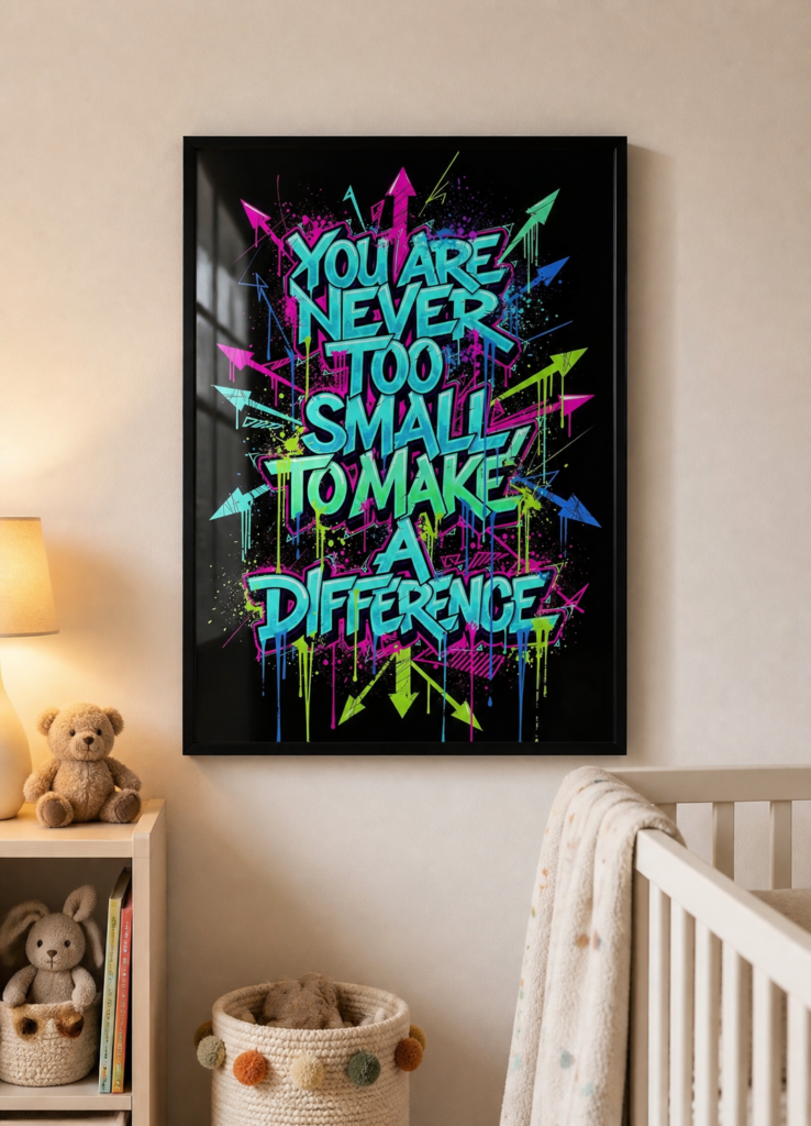 You Are Never Too Small To Make A Difference - Graffiti Motivational Wall Art Poster