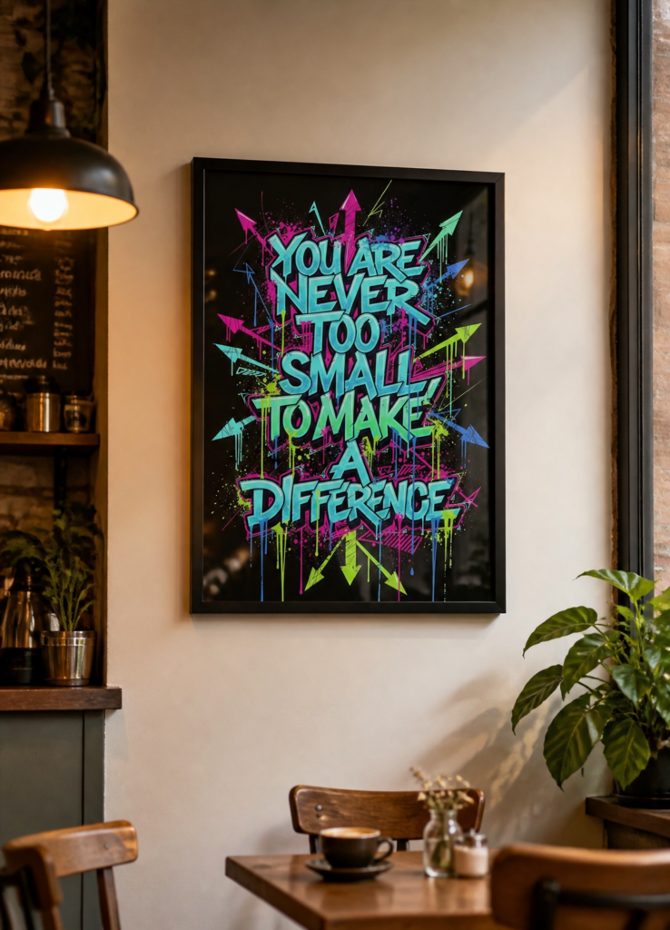 You Are Never Too Small To Make A Difference - Graffiti Motivational Wall Art Poster