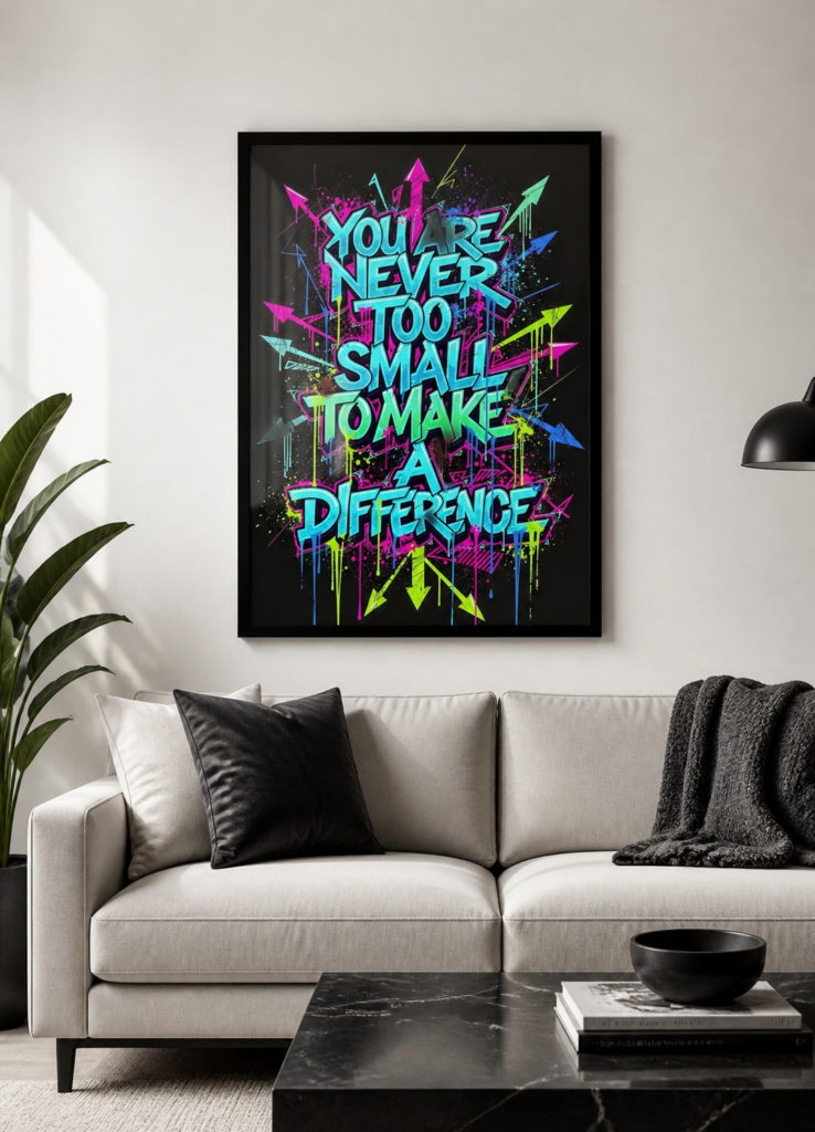 You Are Never Too Small To Make A Difference - Graffiti Motivational Wall Art Poster