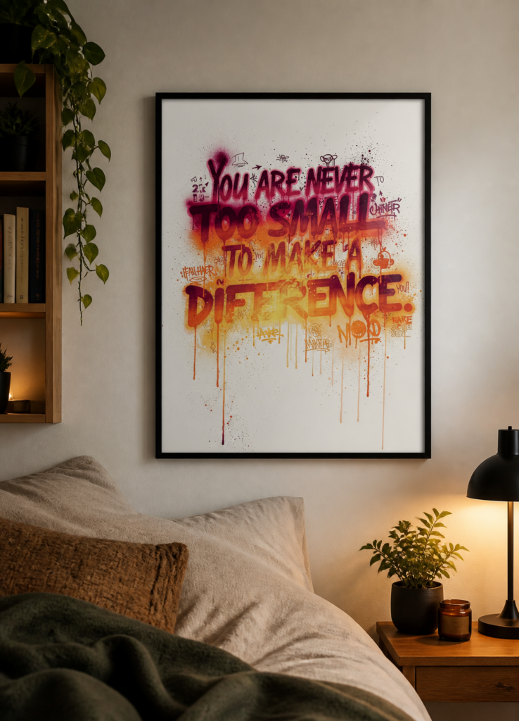 You Are Never Too Small To Make A Difference Graffiti Wall Art Poster