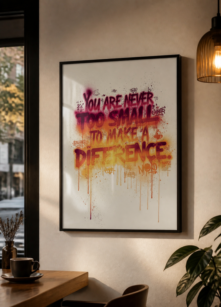 You Are Never Too Small To Make A Difference Graffiti Wall Art Poster