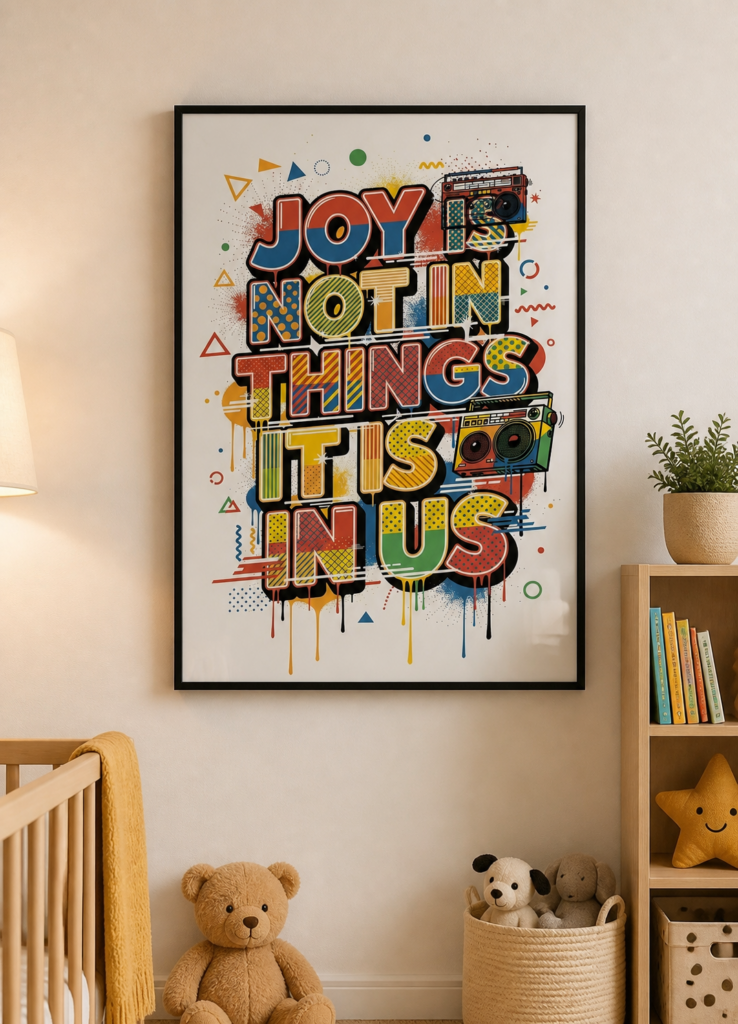 Joy Is Not In Things It Is In Us - Retro Pop Art Typography Wall Art Poster