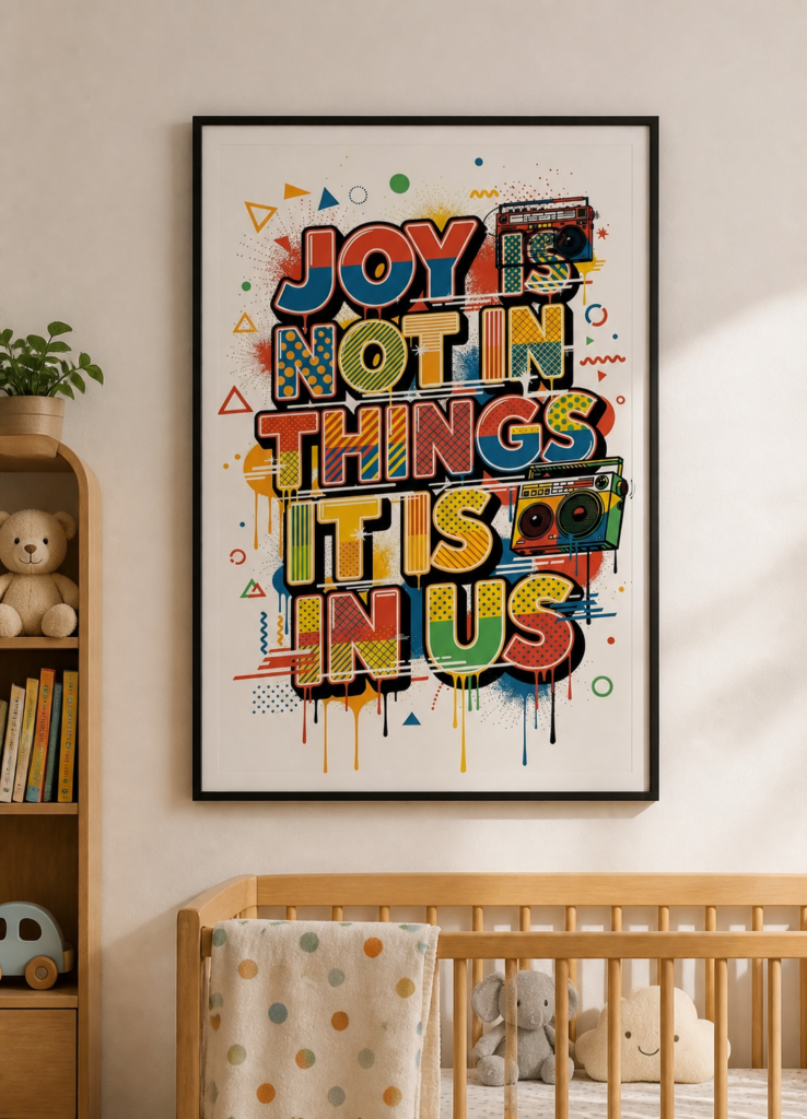 Joy Is Not In Things It Is In Us - Retro Pop Art Typography Wall Art Poster