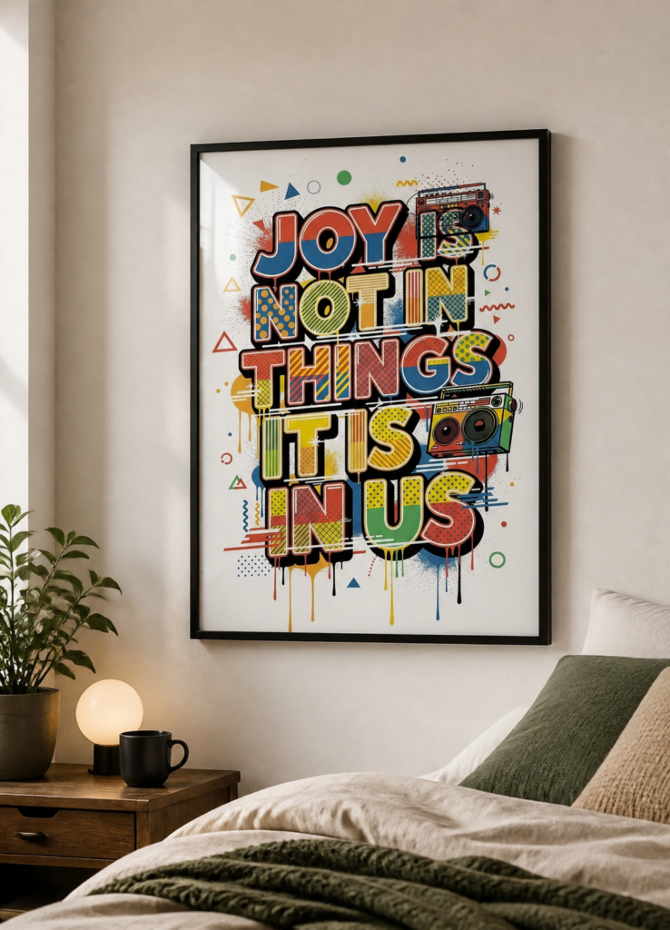 Joy Is Not In Things It Is In Us - Retro Pop Art Typography Wall Art Poster