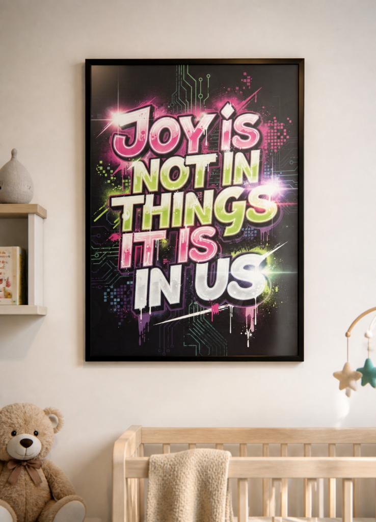 Joy Is Not In Things It Is In Us Motivational Typography Wall Art Poster