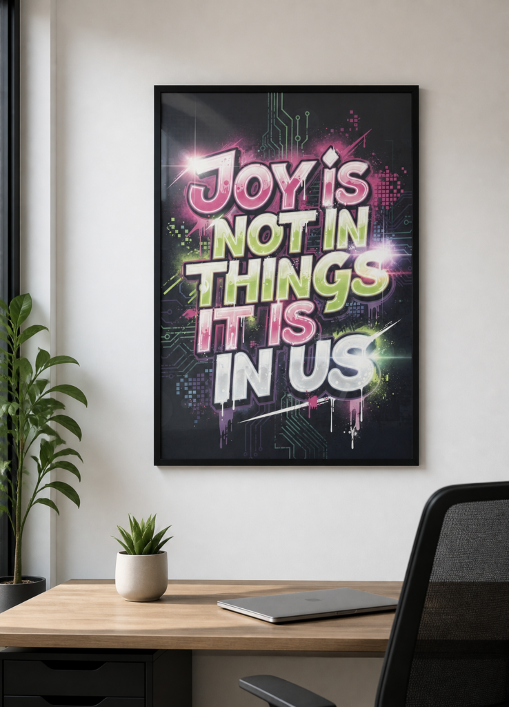 Joy Is Not In Things It Is In Us Motivational Typography Wall Art Poster