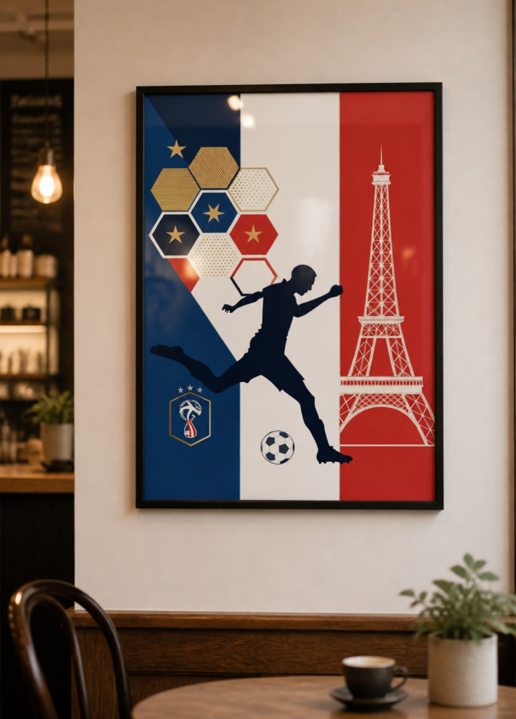 French Football Tricolore Poster - France Soccer Eiffel Tower Wall Art