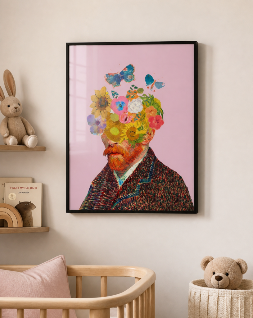 Van Gogh Floral Self-Portrait Collage Wall Art Poster – Surreal Flower Head Print