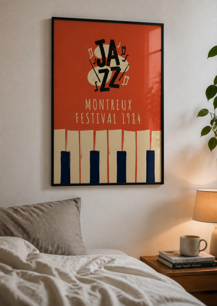 Montreux Jazz Festival 1984 Vintage Poster | Retro Music Wall Art | Piano Keys Print