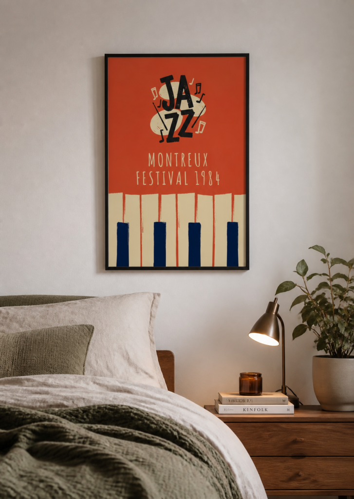 Montreux Jazz Festival 1984 Vintage Poster | Retro Music Wall Art | Piano Keys Print