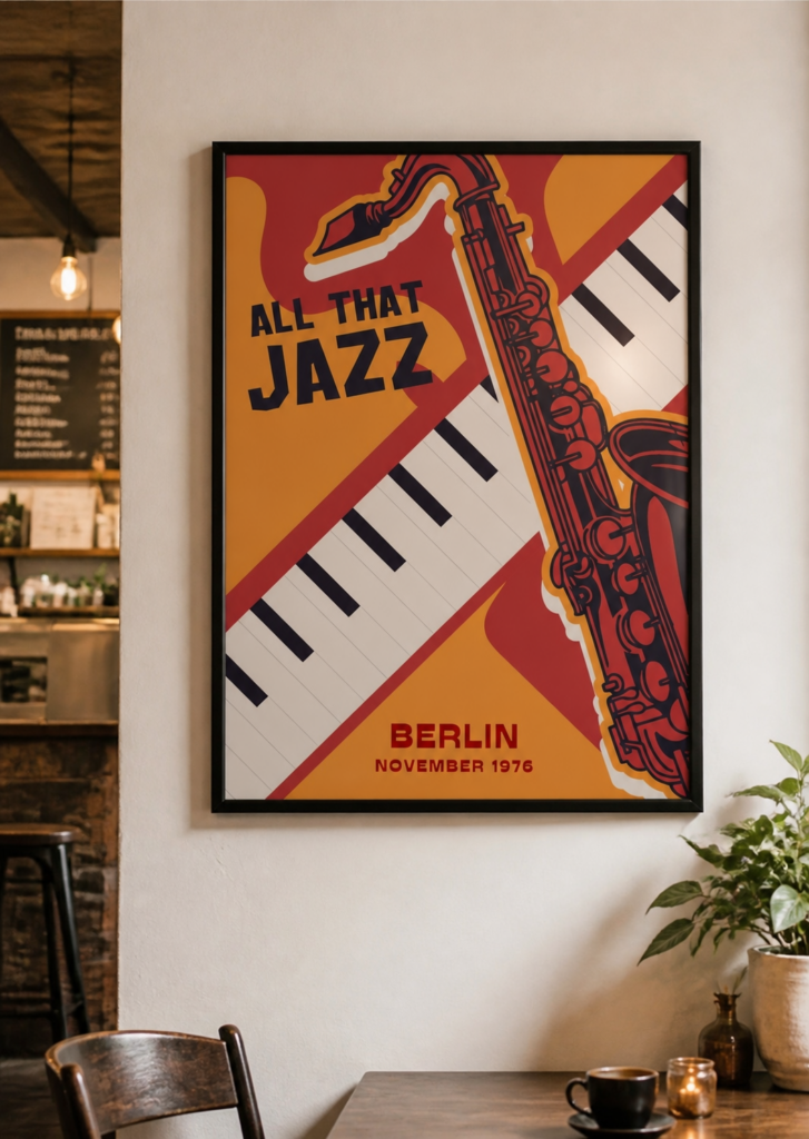 All That Jazz Vintage Poster – Berlin 1976 – Retro Jazz Music Wall Art Print 50x70cm