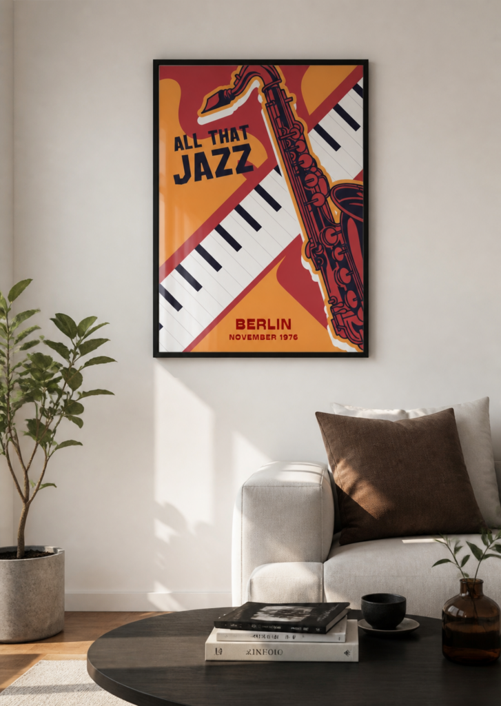 All That Jazz Vintage Poster – Berlin 1976 – Retro Jazz Music Wall Art Print 50x70cm