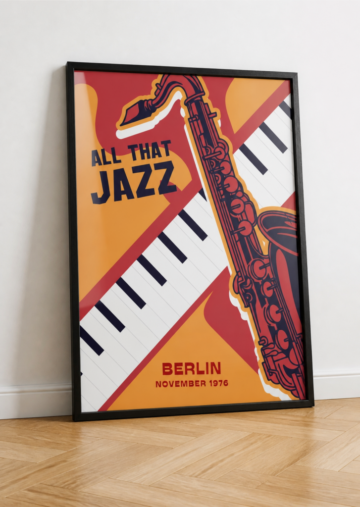 All That Jazz Vintage Poster – Berlin 1976 – Retro Jazz Music Wall Art Print 50x70cm