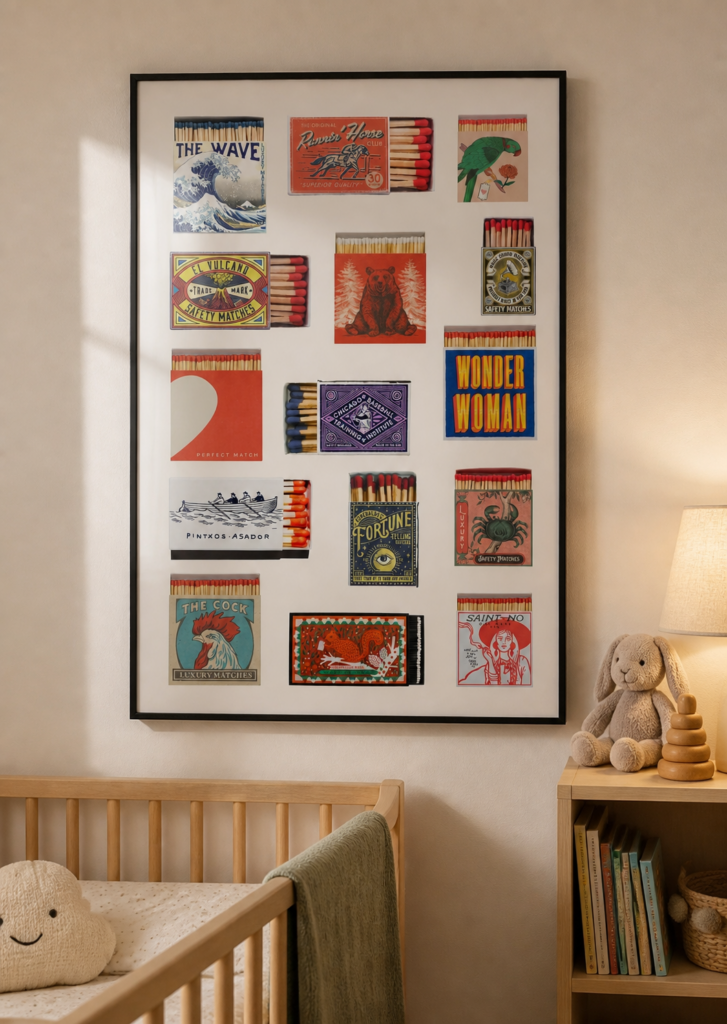 Vintage Matchbox Collection Art Print - Retro Typography Wall Poster