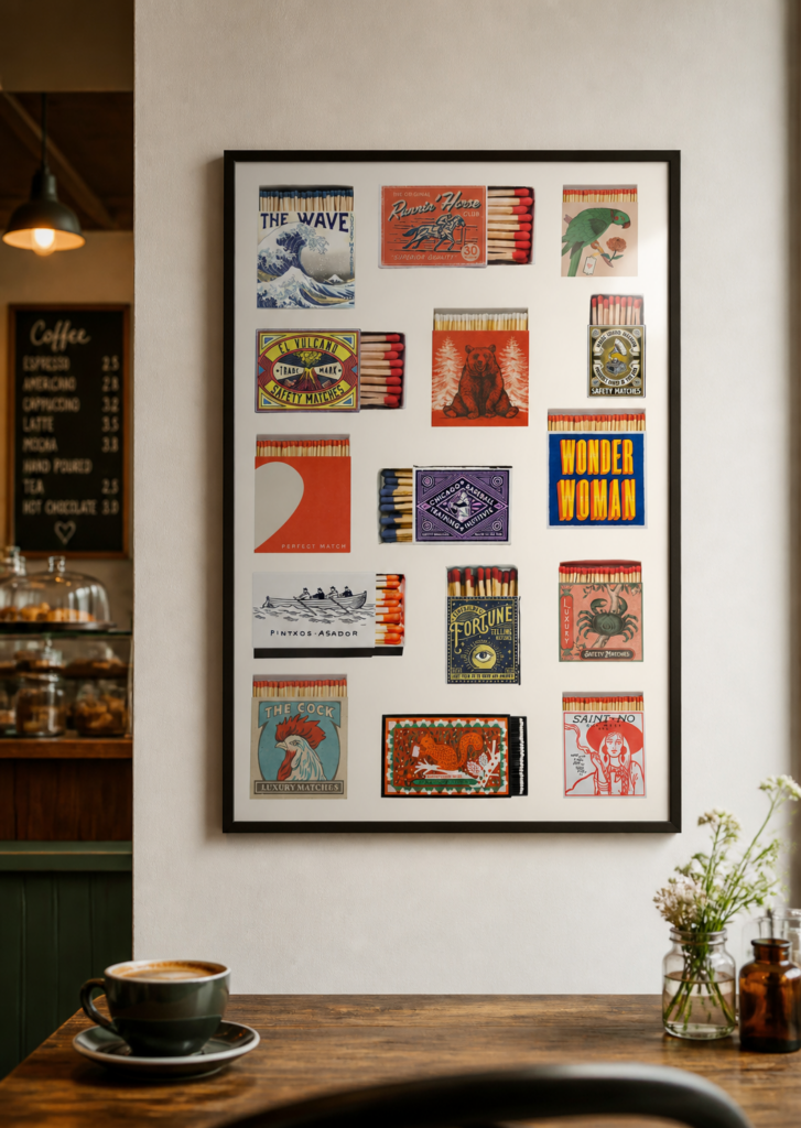 Vintage Matchbox Collection Art Print - Retro Typography Wall Poster