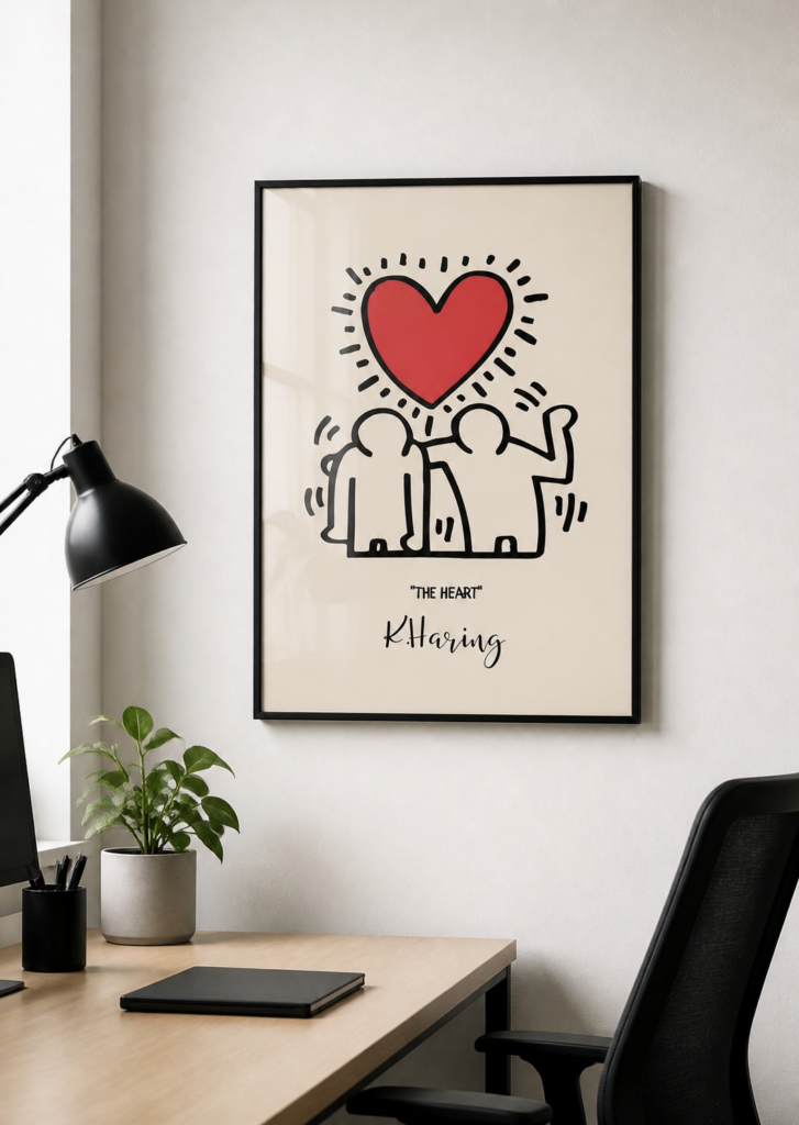 Keith Haring The Heart Poster – Iconic Pop Art Print for Modern Wall Decor