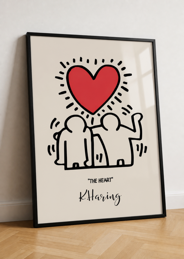 Keith Haring The Heart Poster – Iconic Pop Art Print for Modern Wall Decor